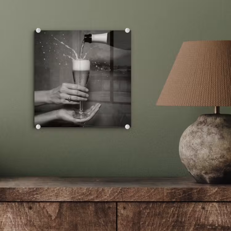 Champagnefles - Glas - Minimalistisch - Spetters plexiglas 5mm klein -sfeer3