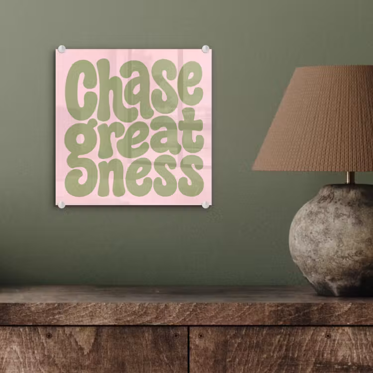 Chase greatness - Groen - Roze - Retro plexiglas 5mm klein -sfeer3