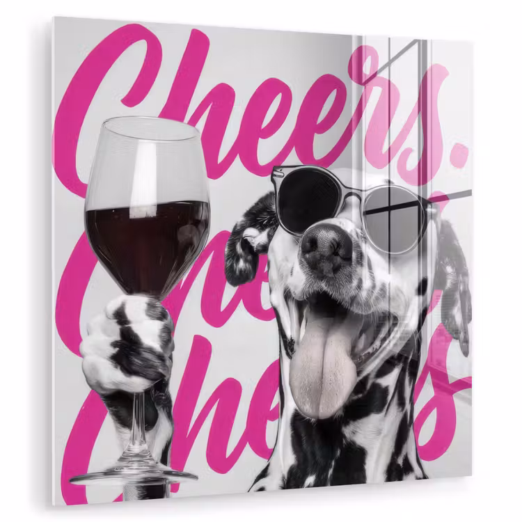 Cheers - Hond - Roze - Wijn plexiglas 5mm klein -zzzproduct_nieuw