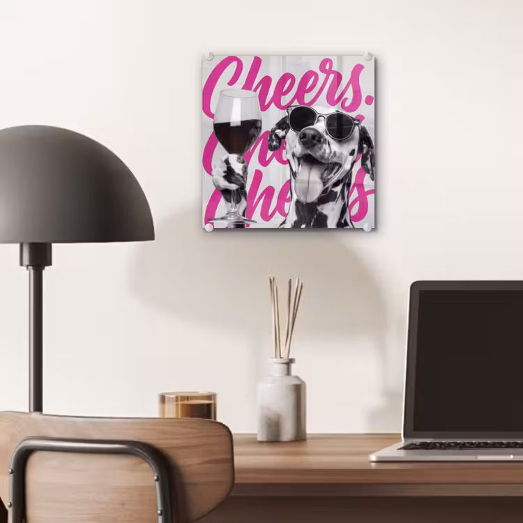 Cheers - Hond - Roze - Wijn plexiglas 5mm klein -sfeer6