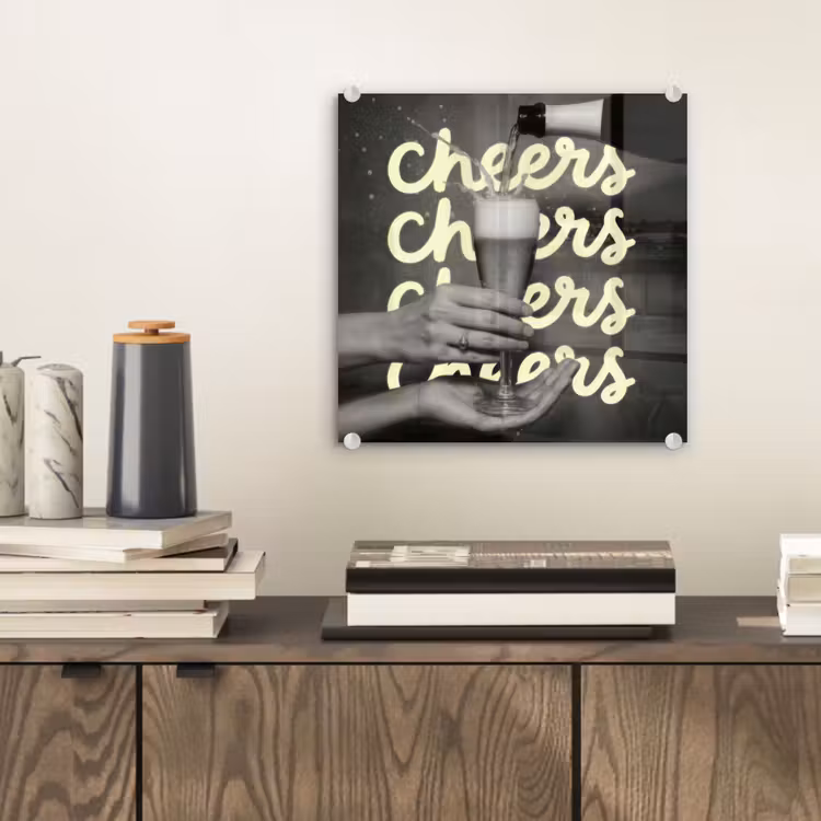 Cheers - Wijn - Zwart - Wit plexiglas 5mm klein -sfeer1