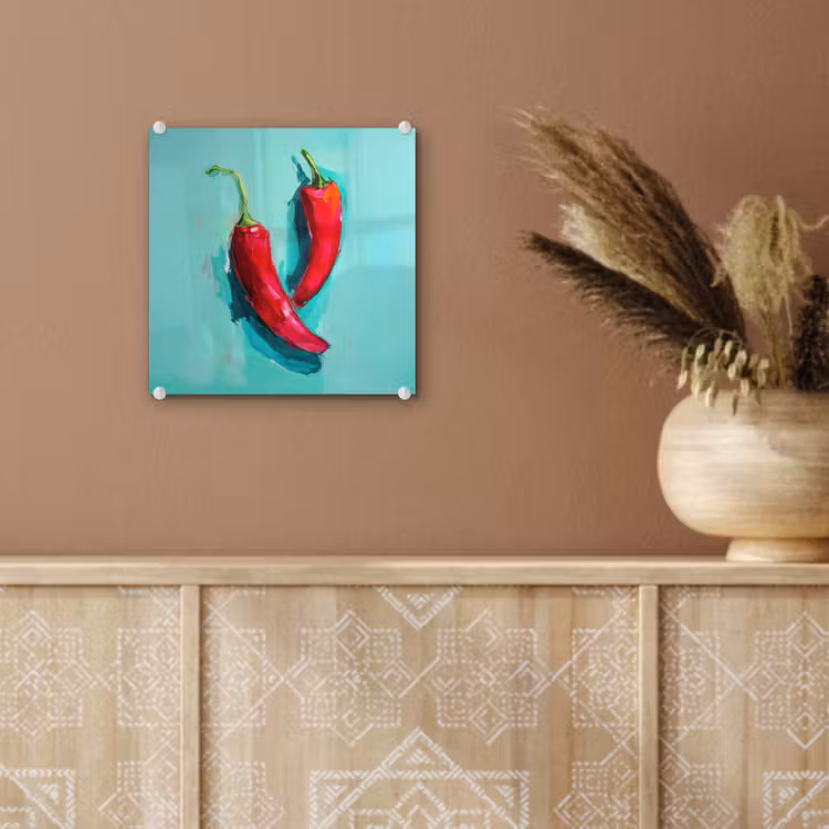Chilipepers - Geverfd - Rood plexiglas 5mm klein -sfeer5