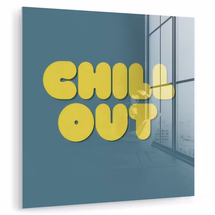 Chill out - Geel - Blauw plexiglas 5mm klein -zzzproduct_nieuw