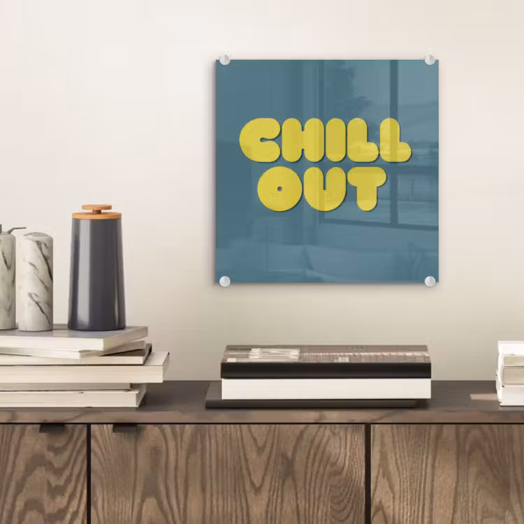 Chill out - Geel - Blauw plexiglas 5mm klein -sfeer1