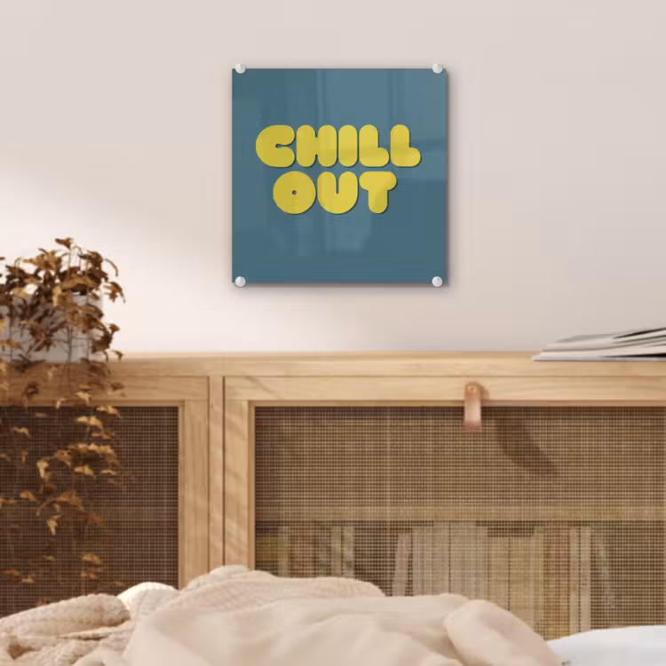 Chill out - Geel - Blauw plexiglas 5mm klein -sfeer4