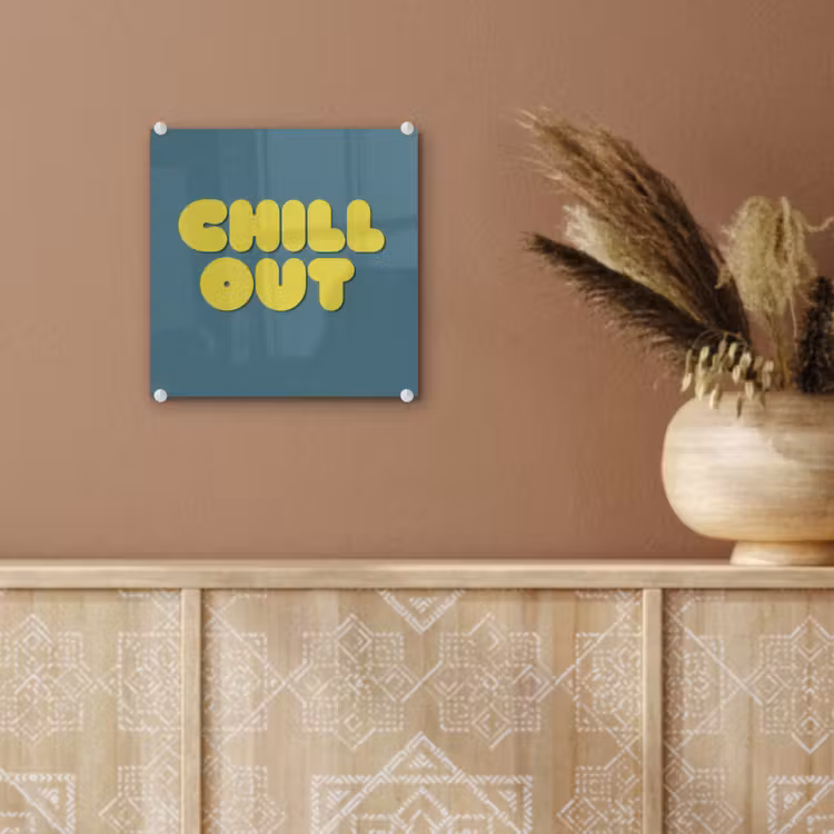 Chill out - Geel - Blauw plexiglas 5mm klein -sfeer5