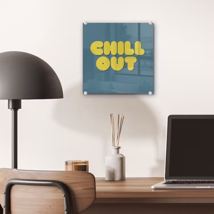 Chill out - Geel - Blauw plexiglas 5mm klein -sfeer6