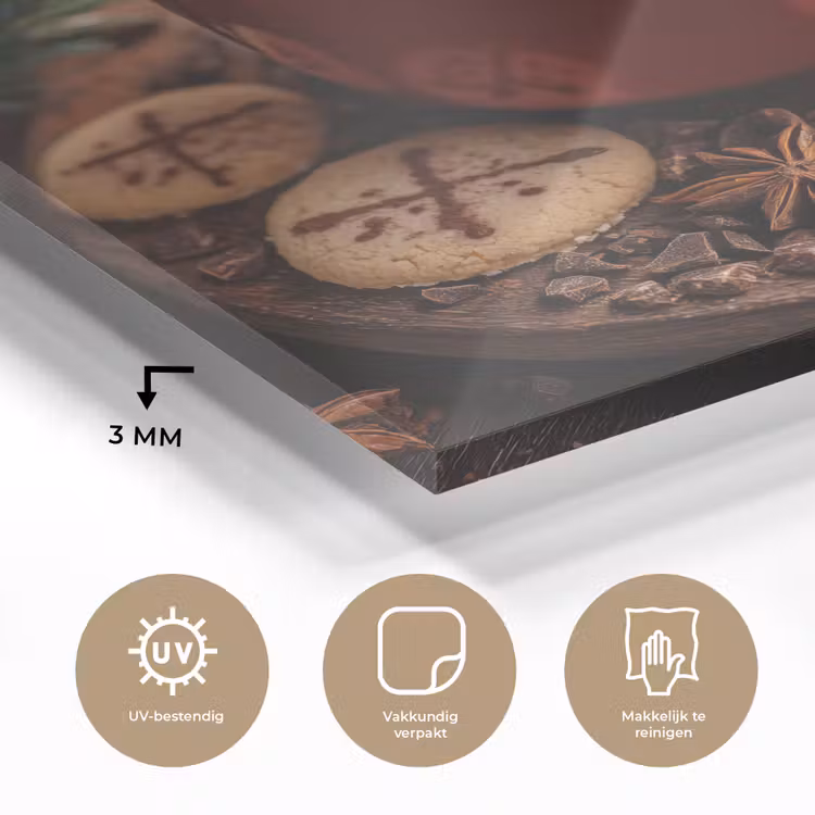 Chocolademelk - Mok - Winter - Kerst - Gezelligheid plexiglas 5mm klein -sfeer2