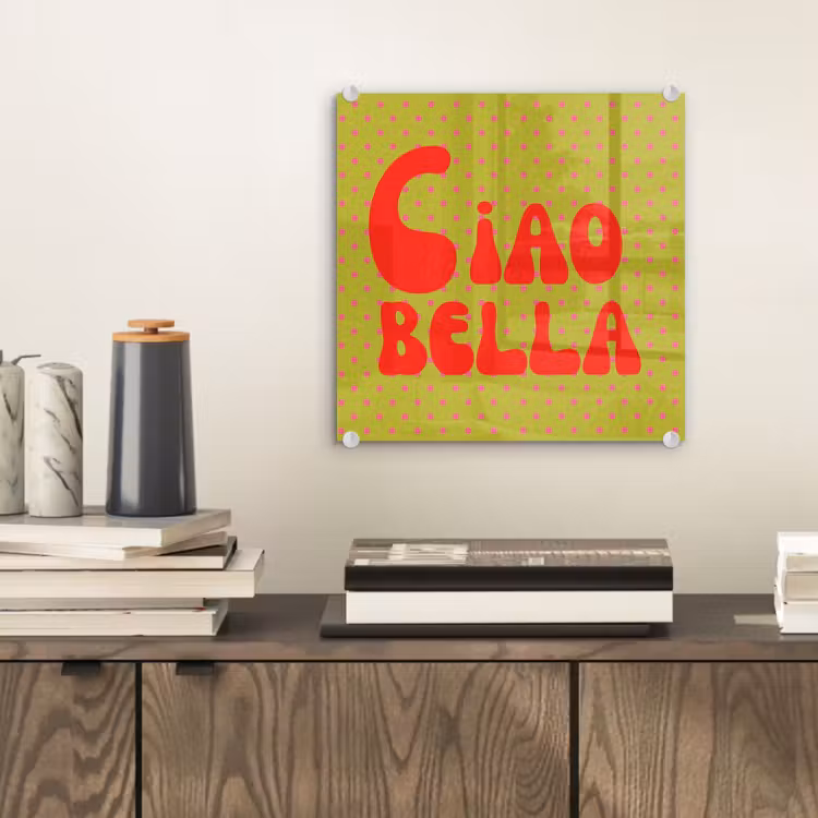 Ciao bella - Rood - Groen - Stippen plexiglas 5mm klein -sfeer1