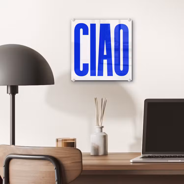 Ciao - Hoofdletters - Blauw - Minimalistisch plexiglas 5mm klein -sfeer6