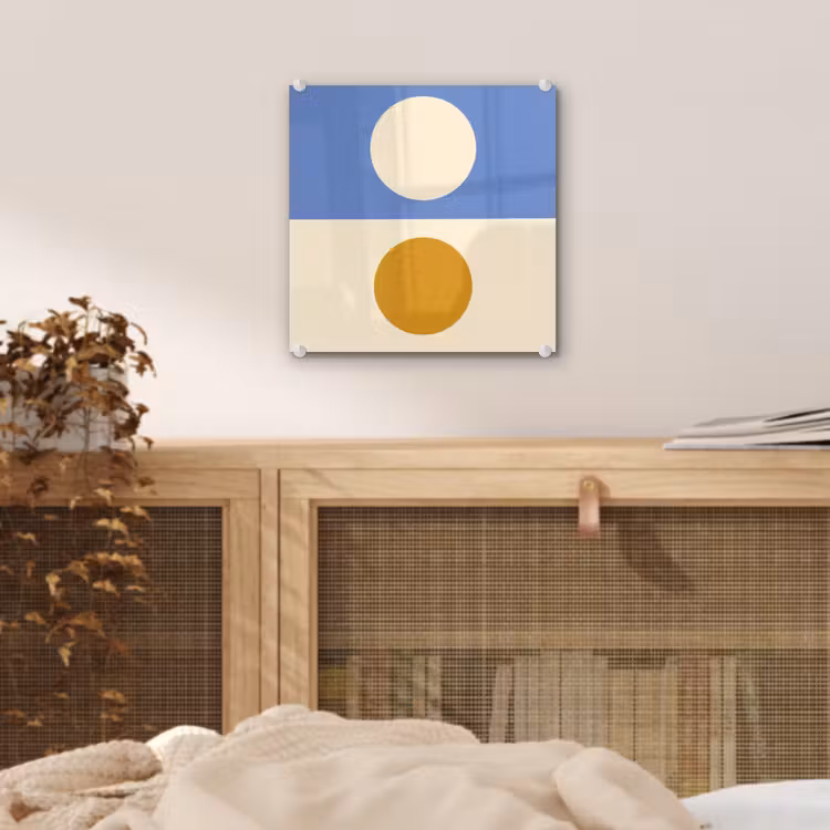 Cirkels - Symmetrisch - Wit - Blauw- Geel plexiglas 5mm klein -sfeer4
