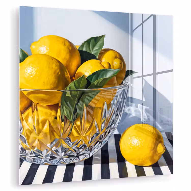 Glas schilderij - Citroenen - Fruit - Geel - Citroenen - Fruit - Geel plexiglas 5mm klein
