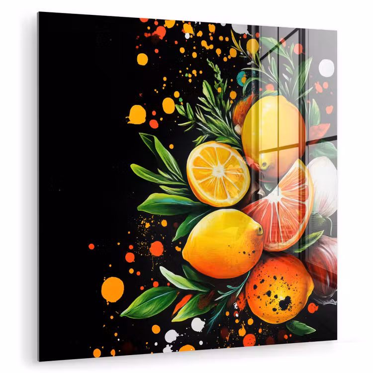 Citroenen - Zwart - Kruiden - Graffiti - Verf plexiglas 5mm klein -zzzproduct_nieuw