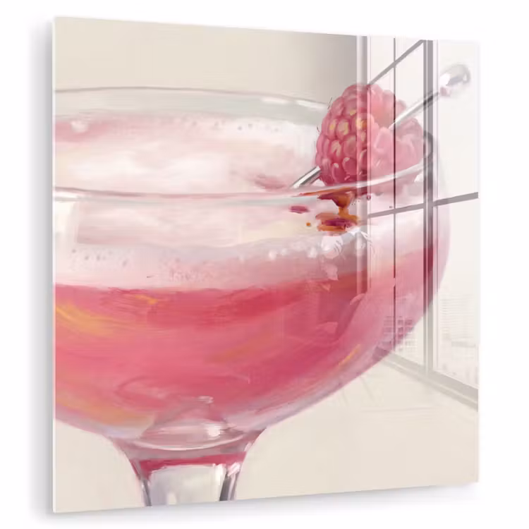 Cocktail - Framboos - Drank - Modern - Roze plexiglas 5mm klein -zzzproduct_nieuw