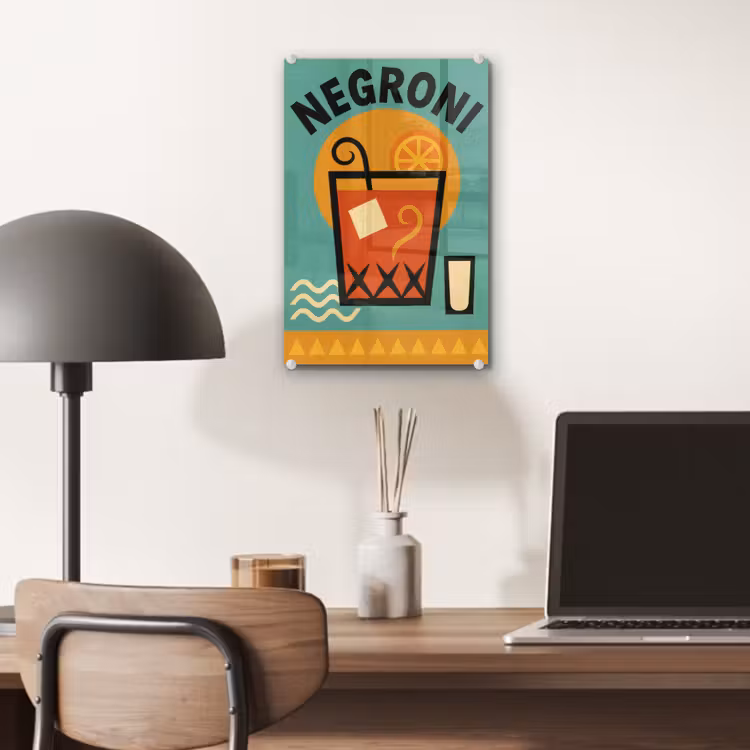 Cocktail - Negroni - Art - Sinaasappel plexiglas 5mm klein -sfeer6