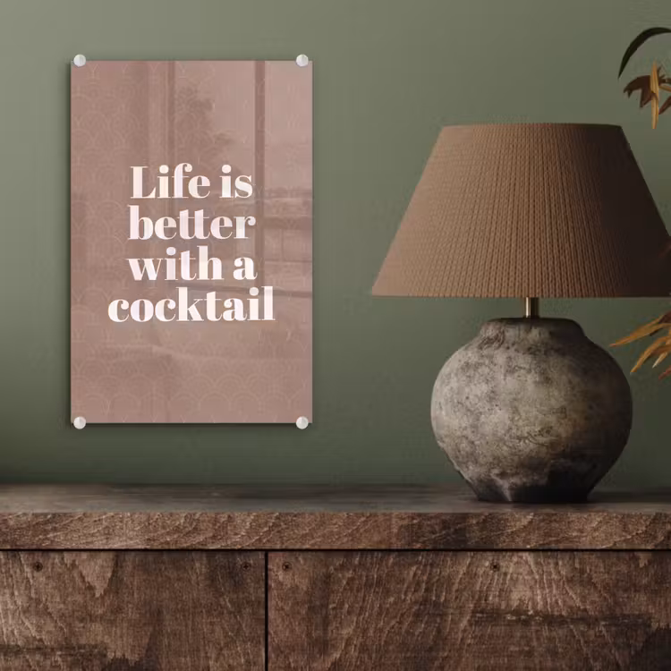 Cocktail - Tekst - Patroon - Wit plexiglas 5mm klein -sfeer3