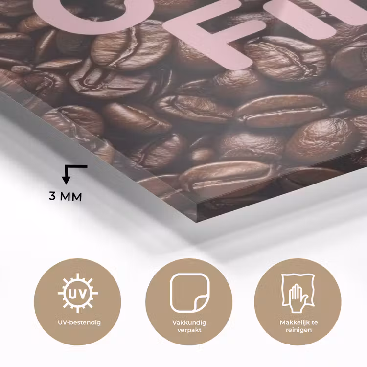 Coffee First - Koffiebonen - Roze plexiglas 5mm klein -sfeer2