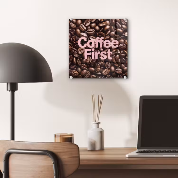 Coffee First - Koffiebonen - Roze plexiglas 5mm klein -sfeer6