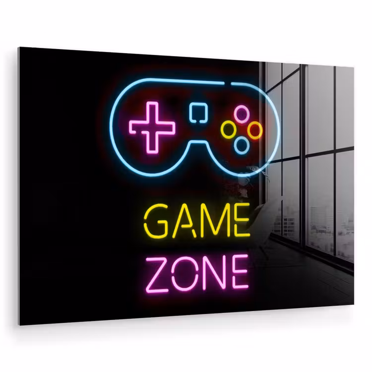 Controller - Game - Neon - Zwart - Quotes - Game zone plexiglas 5mm klein -zzzproduct_nieuw