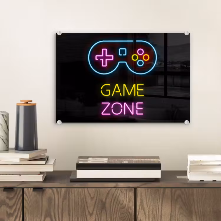 Controller - Game - Neon - Zwart - Quotes - Game zone plexiglas 5mm klein -sfeer1