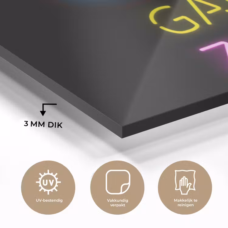 Controller - Game - Neon - Zwart - Quotes - Game zone plexiglas 5mm klein -sfeer2
