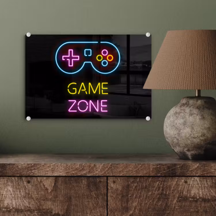 Controller - Game - Neon - Zwart - Quotes - Game zone plexiglas 5mm klein -sfeer3
