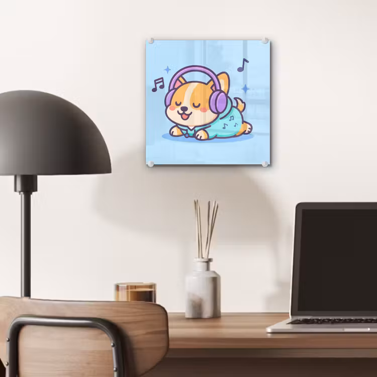 Corgi - Koptelefoon - Blauw - Muzieknoten plexiglas 5mm klein -sfeer6