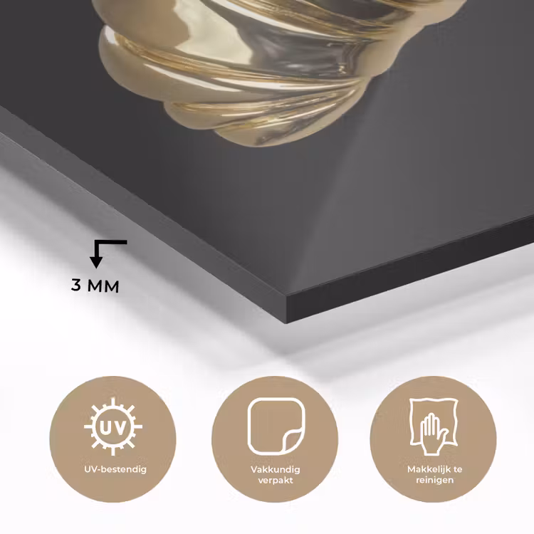 Croissant - Brood - Goud - Zwart plexiglas 5mm klein -sfeer2