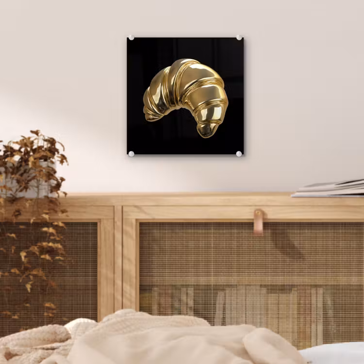 Croissant - Brood - Goud - Zwart plexiglas 5mm klein -sfeer4