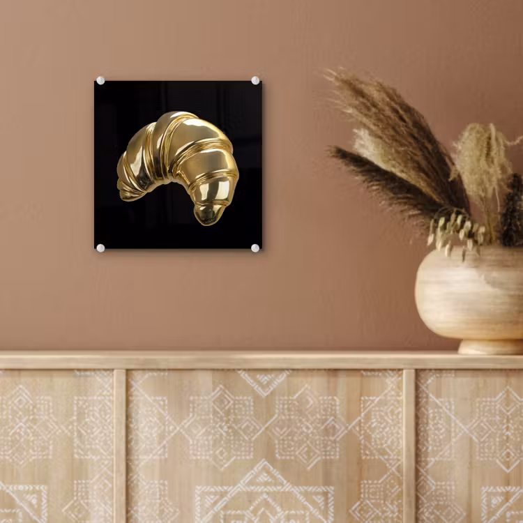 Croissant - Brood - Goud - Zwart plexiglas 5mm klein -sfeer5