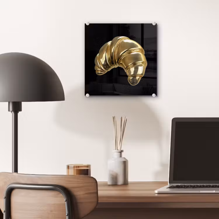 Croissant - Brood - Goud - Zwart plexiglas 5mm klein -sfeer6