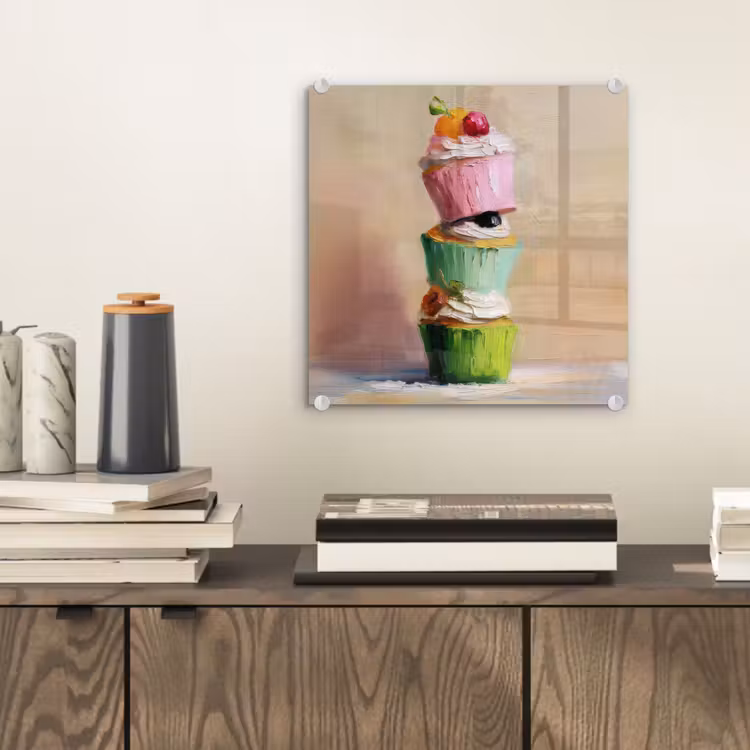 Cupcakes - Gestapeld - Kleurrijk - Fruit plexiglas 5mm klein -sfeer1
