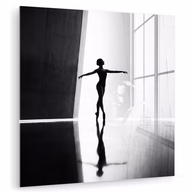 Danser - Silhouette - Kunst - Modern - Zwart-wit plexiglas 5mm klein -zzzproduct_nieuw