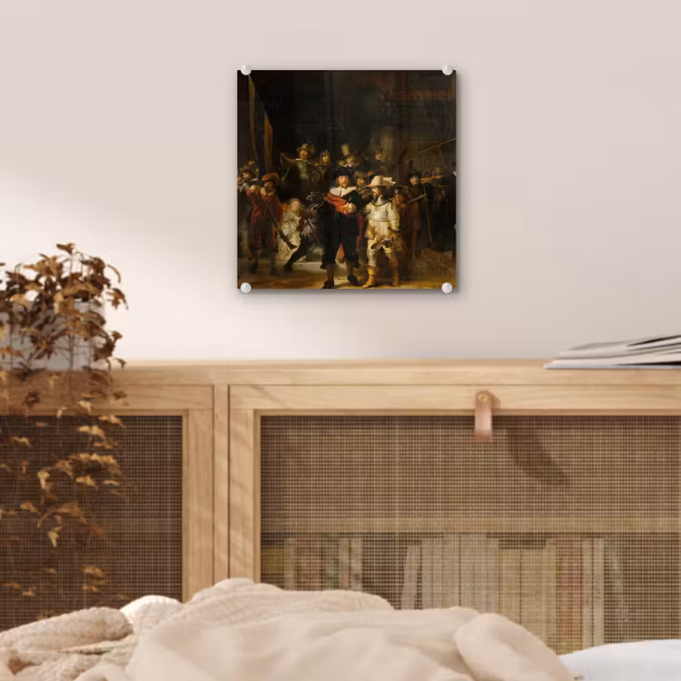 De Nachtwacht - Schilderij van Rembrandt van Rijn plexiglas 5mm klein -sfeer4