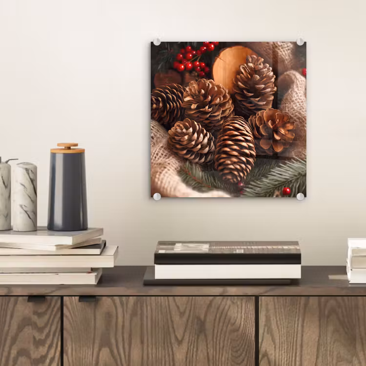 Dennenappels - Boom - Winter - Natuur - Bruin plexiglas 5mm klein -sfeer1