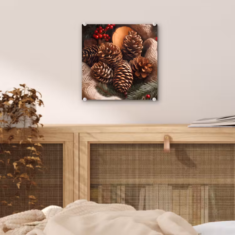 Dennenappels - Boom - Winter - Natuur - Bruin plexiglas 5mm klein -sfeer4