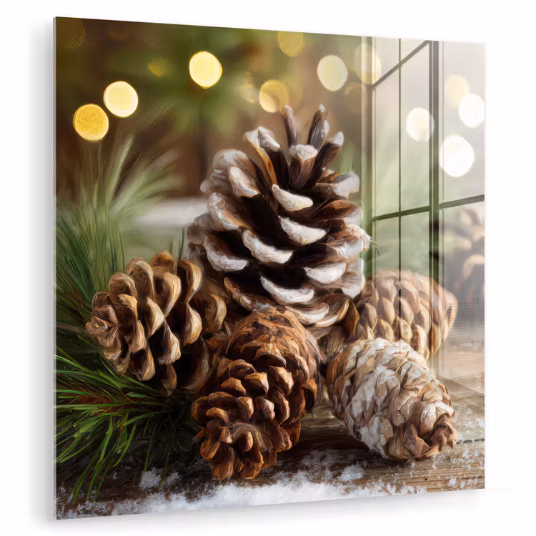 Dennenappels - Kerstsfeer - Bruin - Groen plexiglas 5mm klein -zzzproduct_nieuw