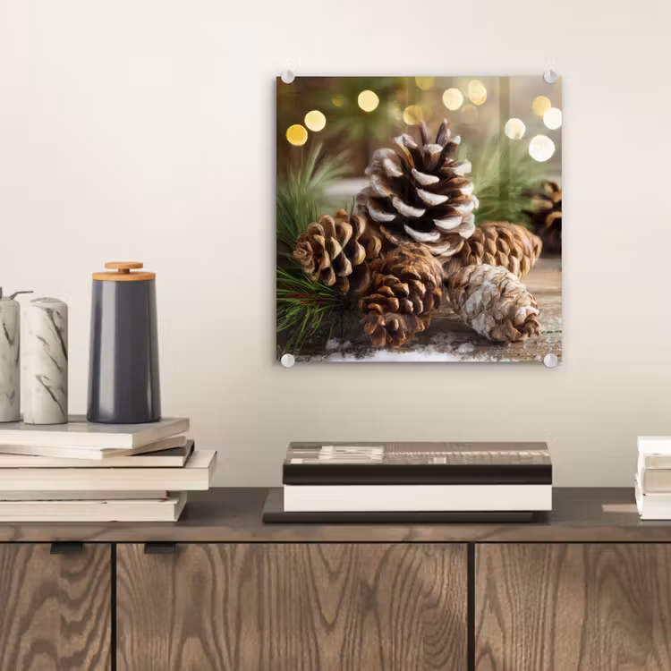 Dennenappels - Kerstsfeer - Bruin - Groen plexiglas 5mm klein -sfeer1