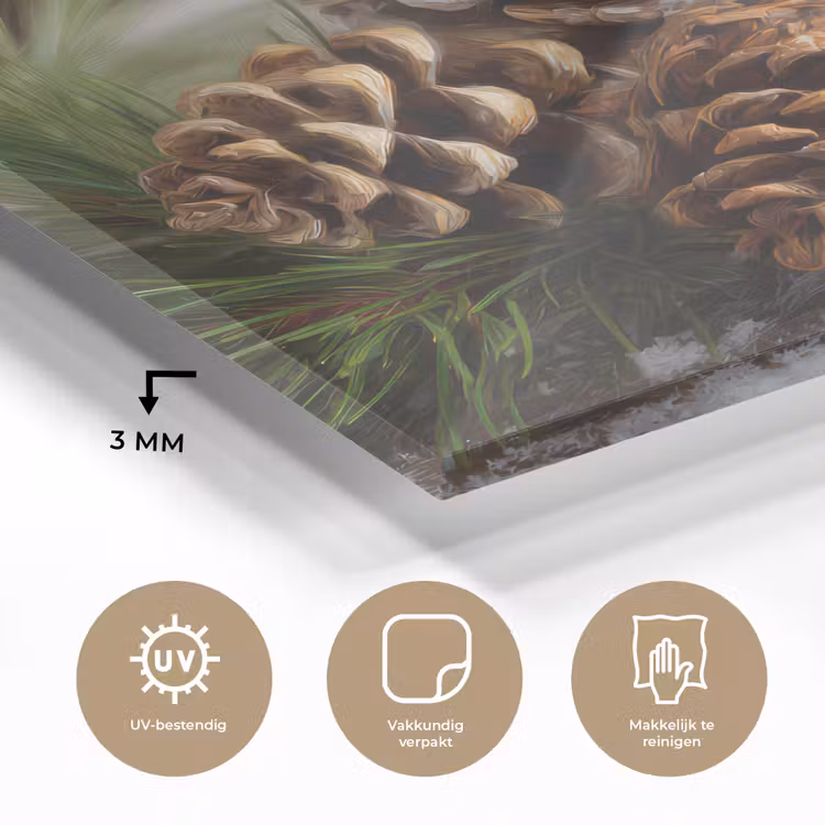 Dennenappels - Kerstsfeer - Bruin - Groen plexiglas 5mm klein -sfeer2