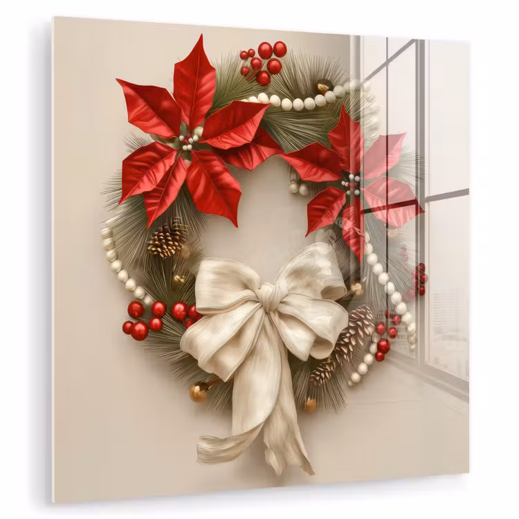 Deurkrans - Strik - Kerst - Rood - Groen plexiglas 5mm klein -zzzproduct_nieuw