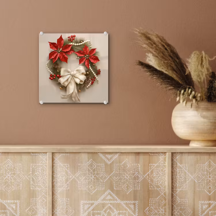 Deurkrans - Strik - Kerst - Rood - Groen plexiglas 5mm klein -sfeer5