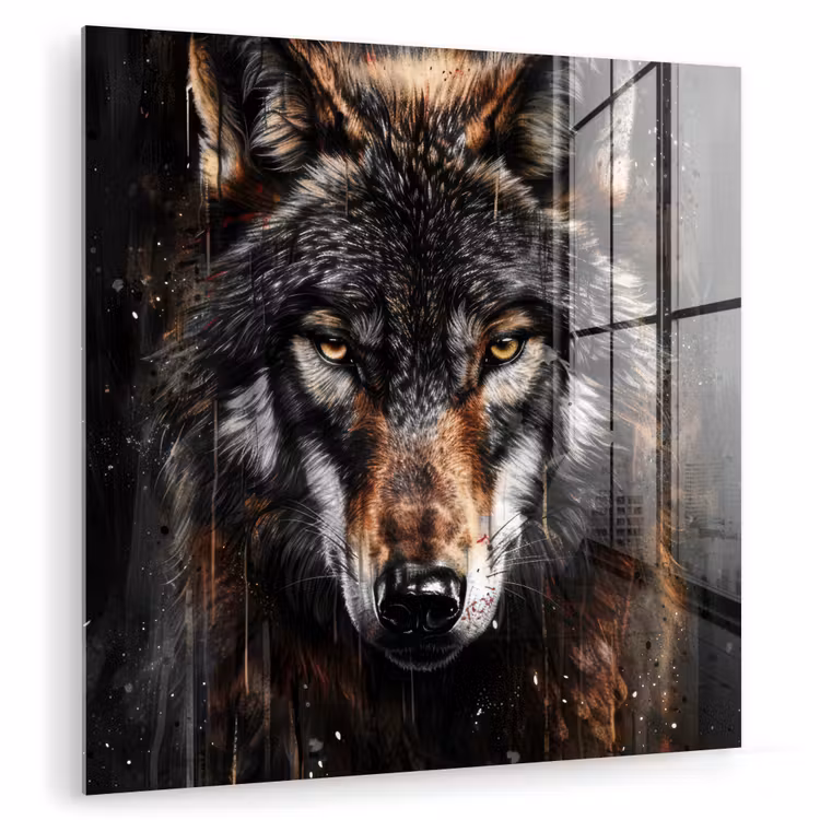 Dieren - Wolf - Portret - Zwart - Bruin plexiglas 5mm klein -zzzproduct_nieuw