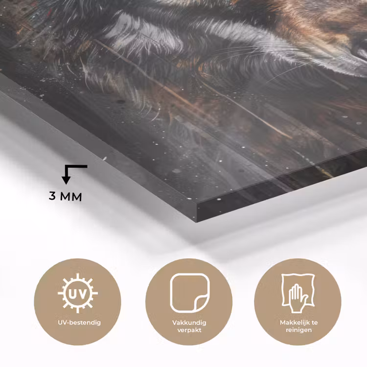 Dieren - Wolf - Portret - Zwart - Bruin plexiglas 5mm klein -sfeer2