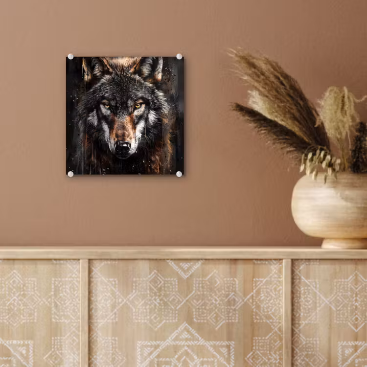 Dieren - Wolf - Portret - Zwart - Bruin plexiglas 5mm klein -sfeer5