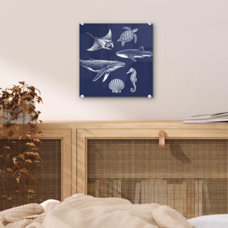 Dieren - Zeeleven - Oceaan - Graveren - Blauw plexiglas 5mm klein -sfeer4