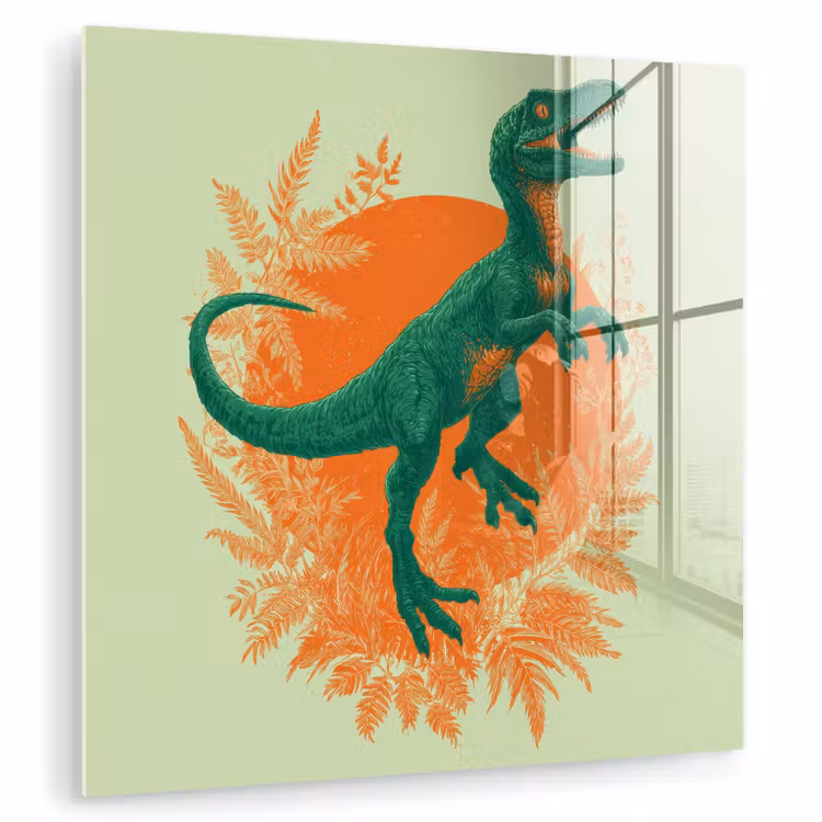 Dinosaurus - Groen - Planten - Cirkel plexiglas 5mm klein -zzzproduct_nieuw
