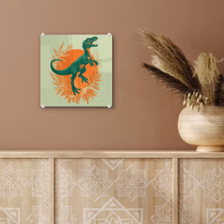Dinosaurus - Groen - Planten - Cirkel plexiglas 5mm klein -sfeer5