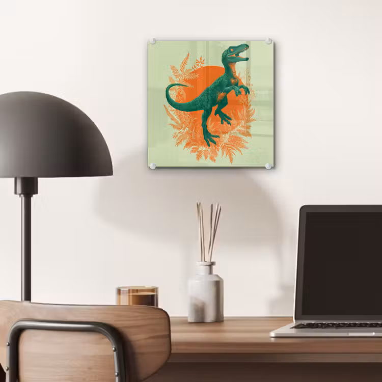 Dinosaurus - Groen - Planten - Cirkel plexiglas 5mm klein -sfeer6