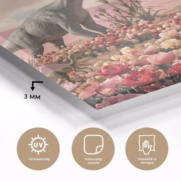 Glas schilderij - Dinosaurus - Roze - Landschap - Dinosaurus - Roze - Landschap plexiglas 5mm klein