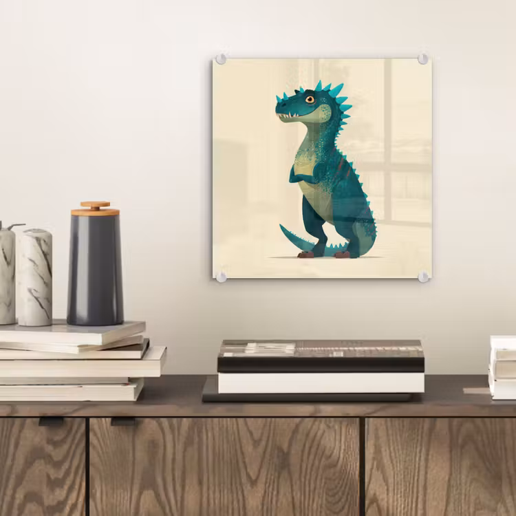 Dinosaurus - Turquoise - Stekels plexiglas 5mm klein -sfeer1